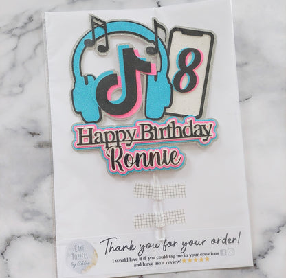 Tik Tok Card Topper, Charm, Cupcake Toppers
