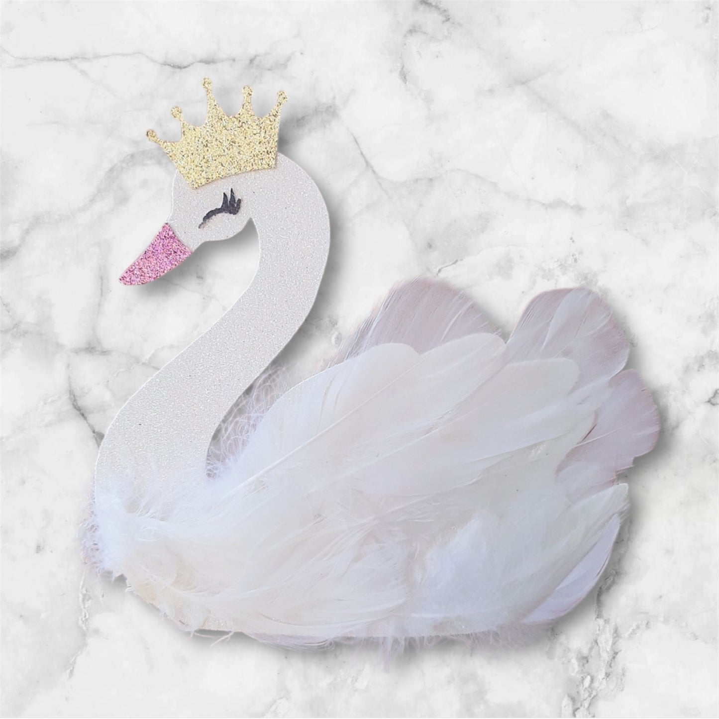 Swan Glitter Card Cake Topper