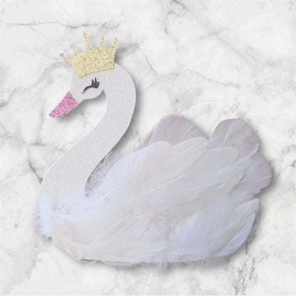 Swan Glitter Card Cake Topper