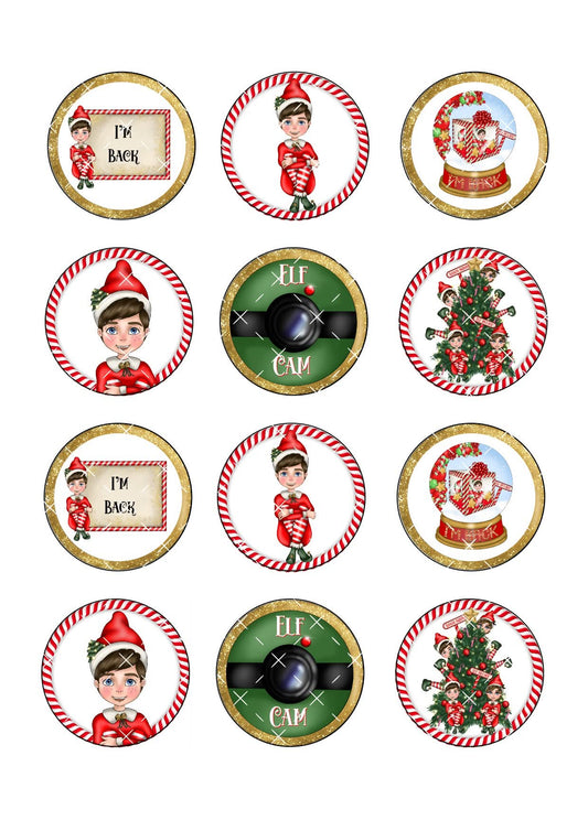 Elf 2025 Cupcake Toppers Icing Sheet