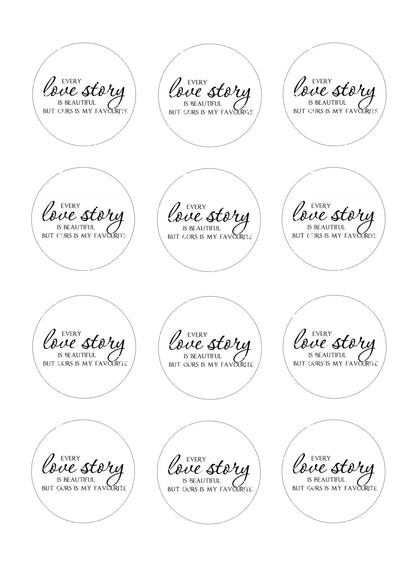 Love Story Icing Sheet Cupcake Toppers