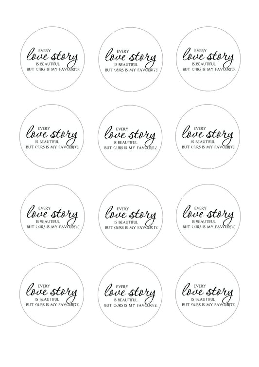 Love Story Icing Sheet Cupcake Toppers