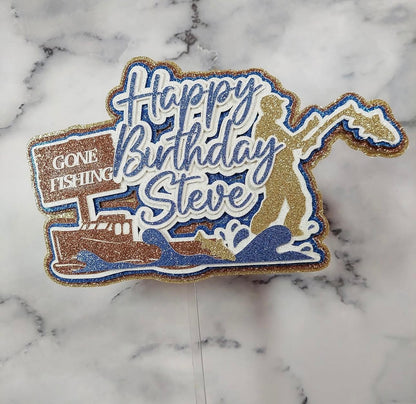 Fishing Card Cake Topper