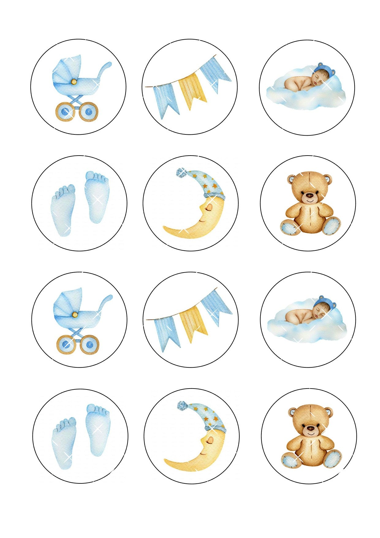 Baby Boy #2 Icing Sheet Cupcake Toppers