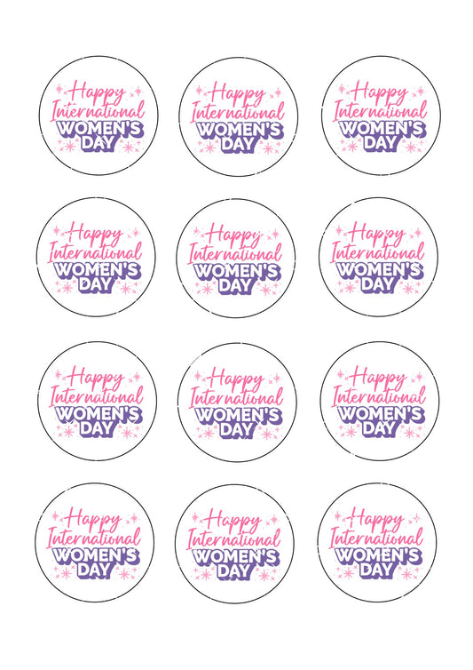 Happy International Women's Day Icing Sheet Cupcake Toppers