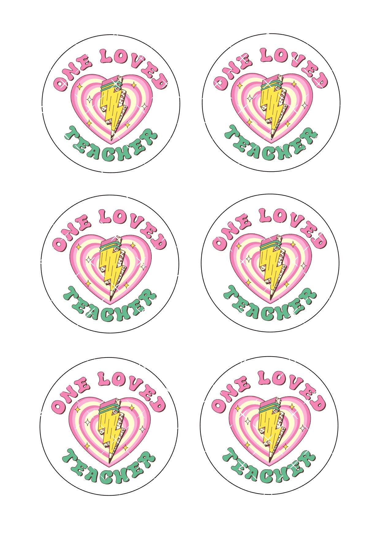 One Loved Teacher Icing Sheet Cookie Toppers