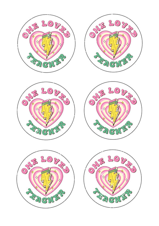 One Loved Teacher Icing Sheet Cookie Toppers