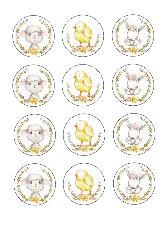 Easter/Spring  Animals Icing Sheet Cupcake Toppers