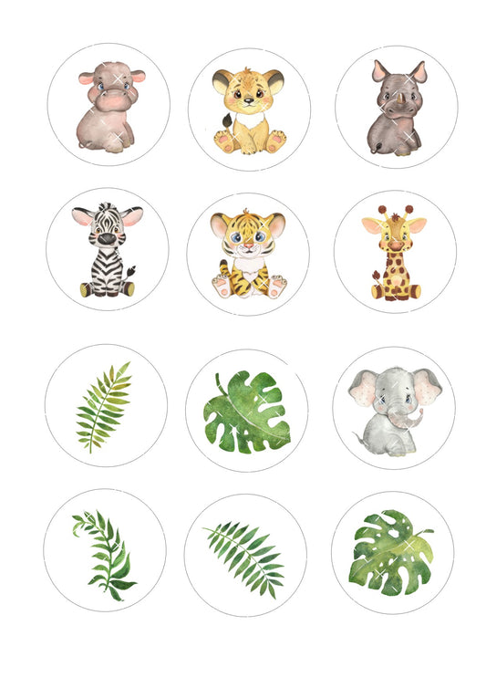 Safari Animals Icing Sheet Cupcake Toppers