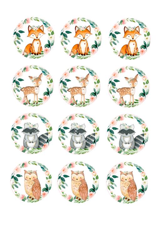 Woodland Animal Icing Sheet Cupcake Toppers