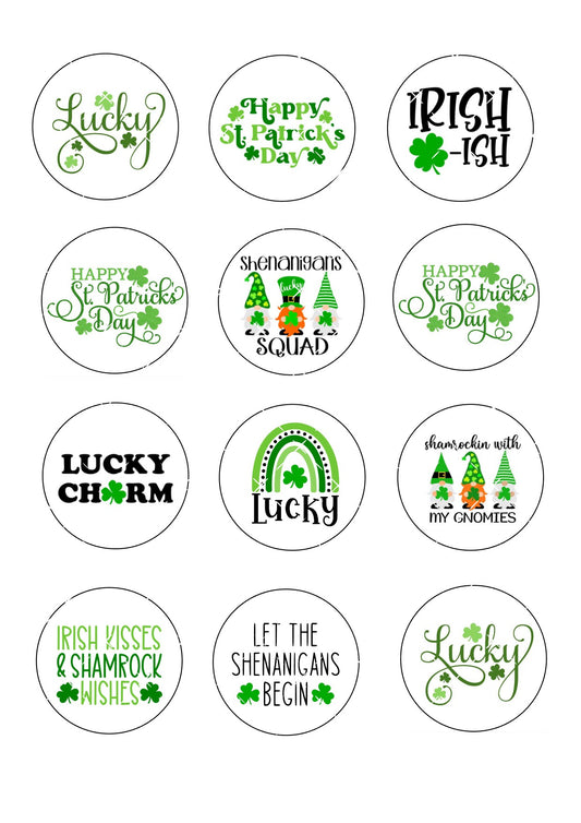 Mixed St Patrick's Day Icing Sheet Cupcake Toppers