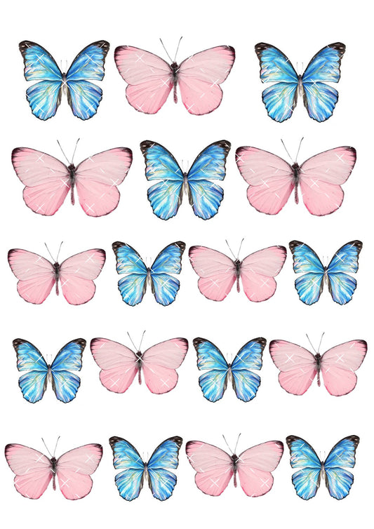 Pink & Blue Rice Paper Butterfly Toppers