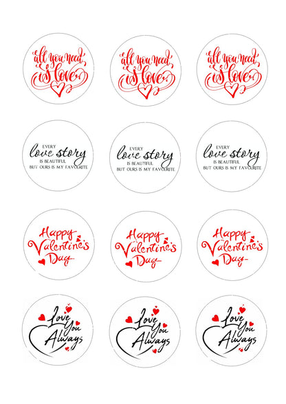 Valentines mix Icing Sheet Cupcake Toppers