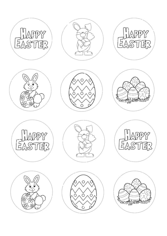 Colour In Easter Icing Sheet Cupcake Toppers