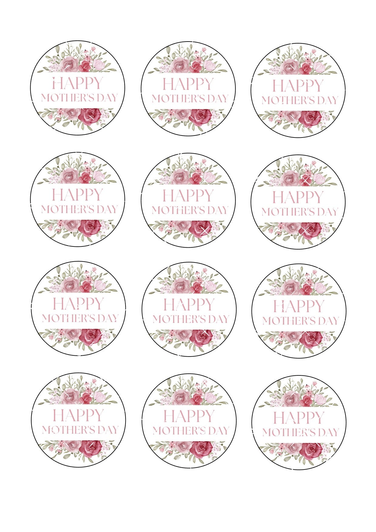 Mother's Day Icing Sheet Cupcake Toppers #11