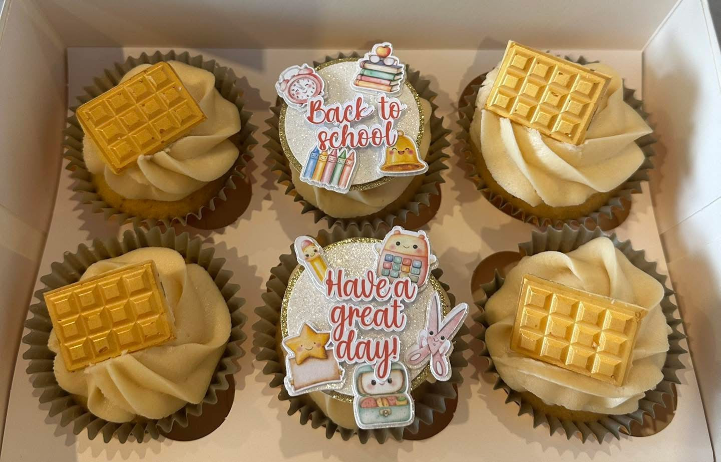 School 3D Card Cupcake Toppers Set