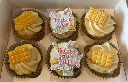 School 3D Card Cupcake Toppers Set