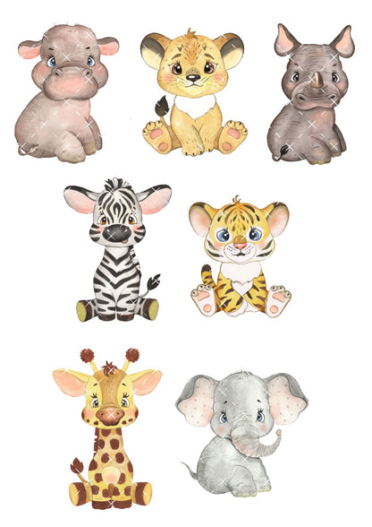 Safari animals icing sheet cake toppers