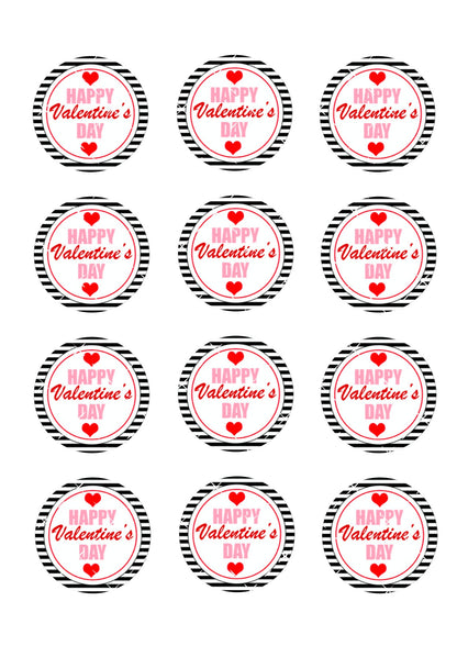 Happy Valentines Day #4 Icing Sheet Cupcake Toppers