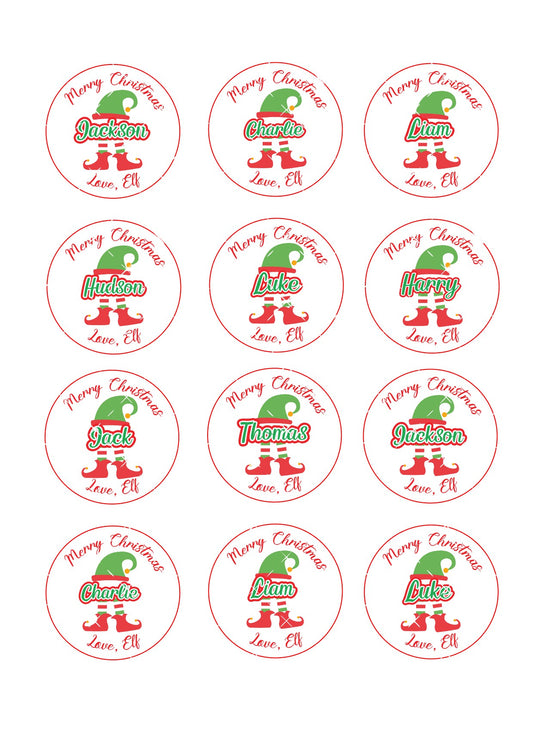 Personalised Elf Cupcake Toppers Icing Sheet