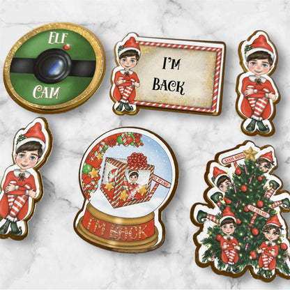 Elf I’m back Card Cupcake Topper Set