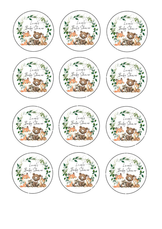 Personalised Woodland Animal Icing Sheet Cupcake Toppers