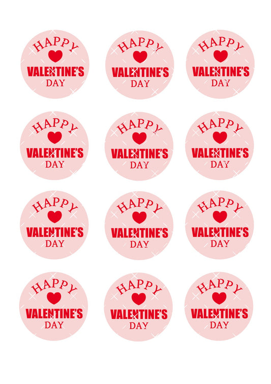 Happy Valentines day Icing Sheet Cupcake Toppers #6