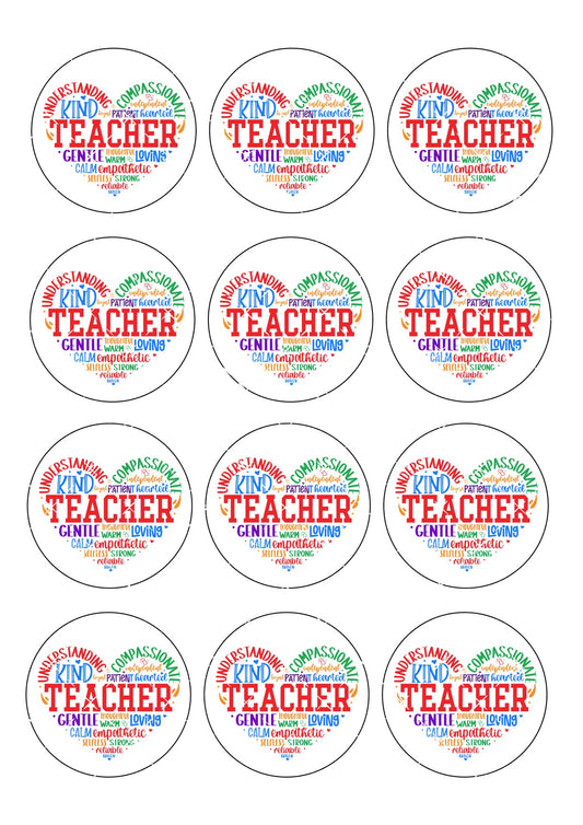 Teacher, Teacher Assistant Quote Icing Sheet Cupcake Toppers