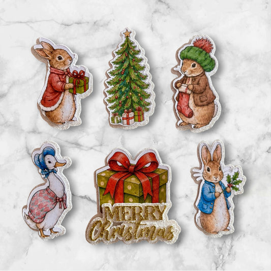 Christmas Rabbit Card Cupcake Toppers