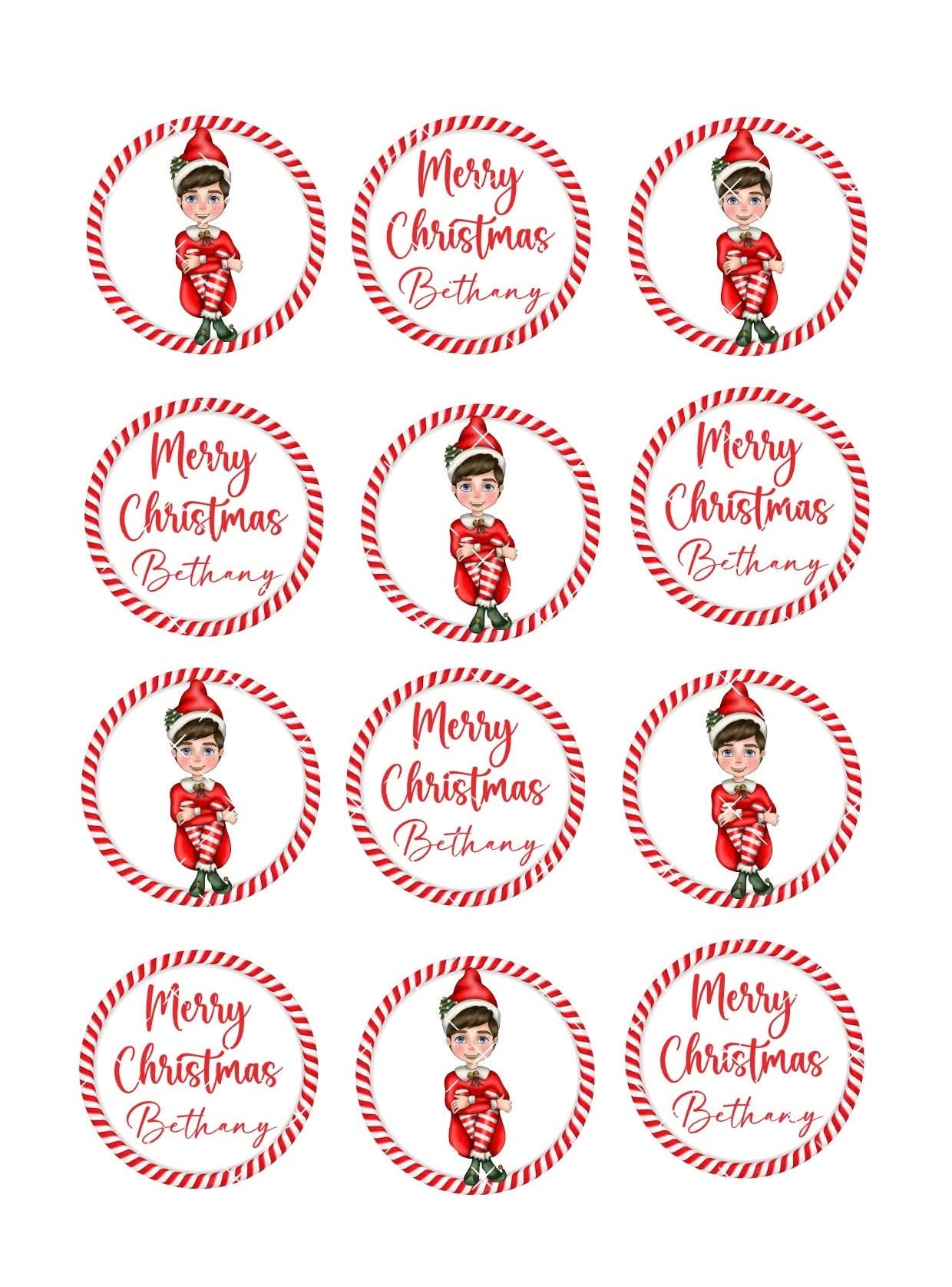 Personalised Elf Cupcake toppers #3 Icing Sheet