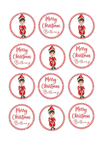 Personalised Elf Cupcake toppers #3 Icing Sheet