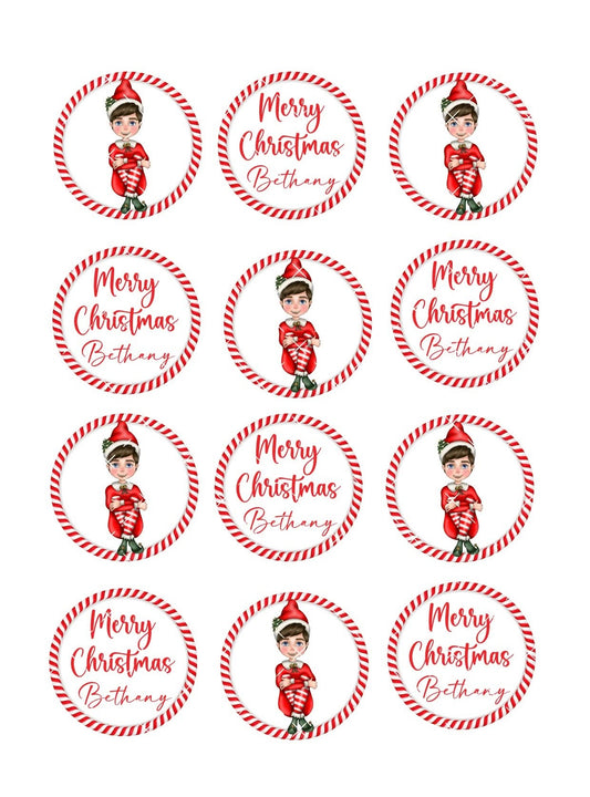 Personalised Elf Cupcake toppers #3 Icing Sheet