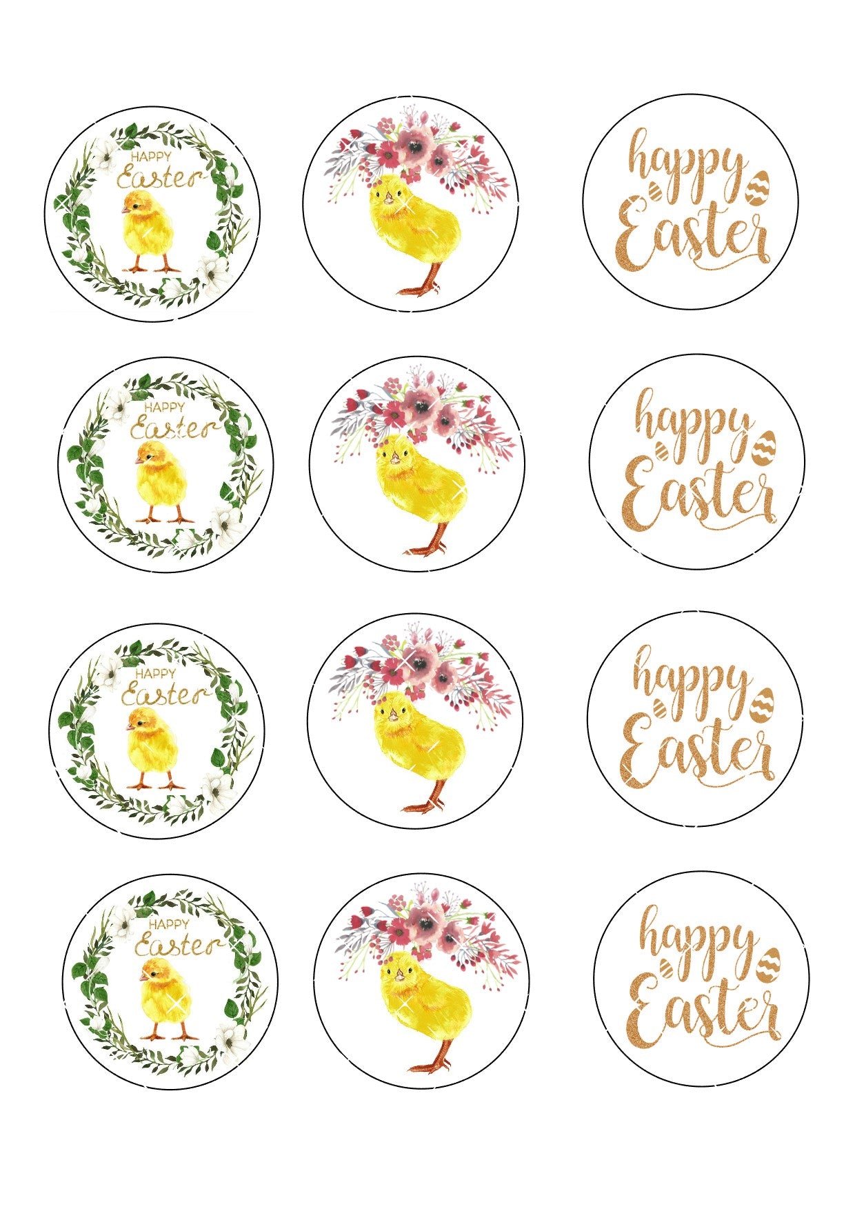 Easter Icing Sheet Cupcake Toppers #5