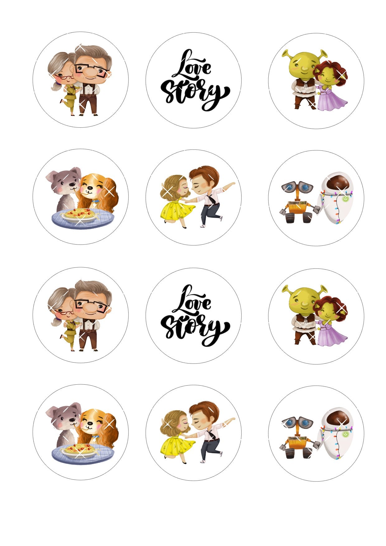 Love Story Icing Sheet Cupcake Toppers