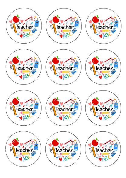 Teacher #2 Icing Sheet Cupcake Toppers