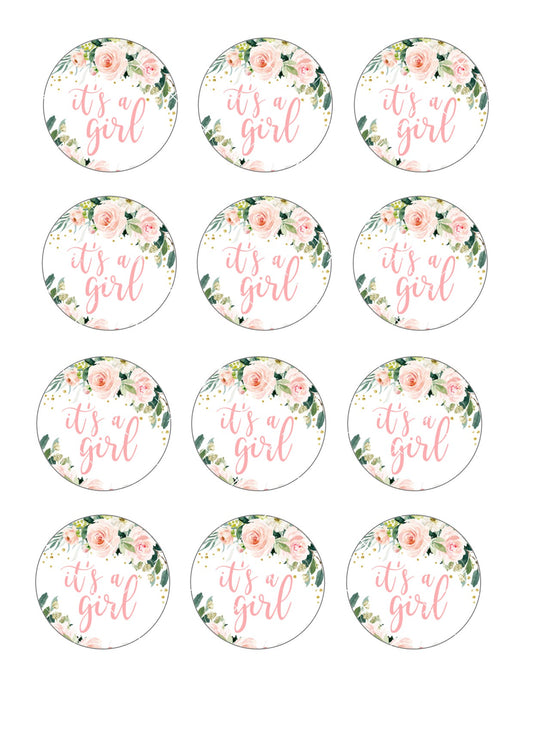 It's a girl icing sheet cupcake toppers