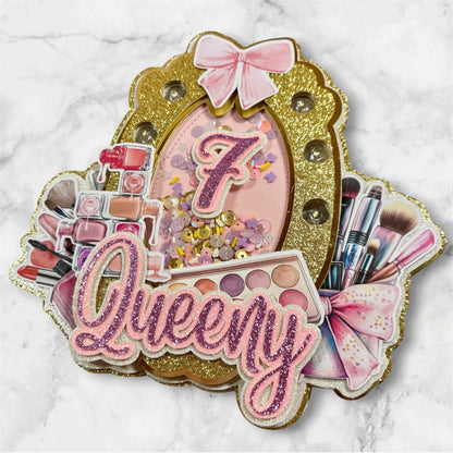 Make Up Vanity Glitter Card Cake Topper
