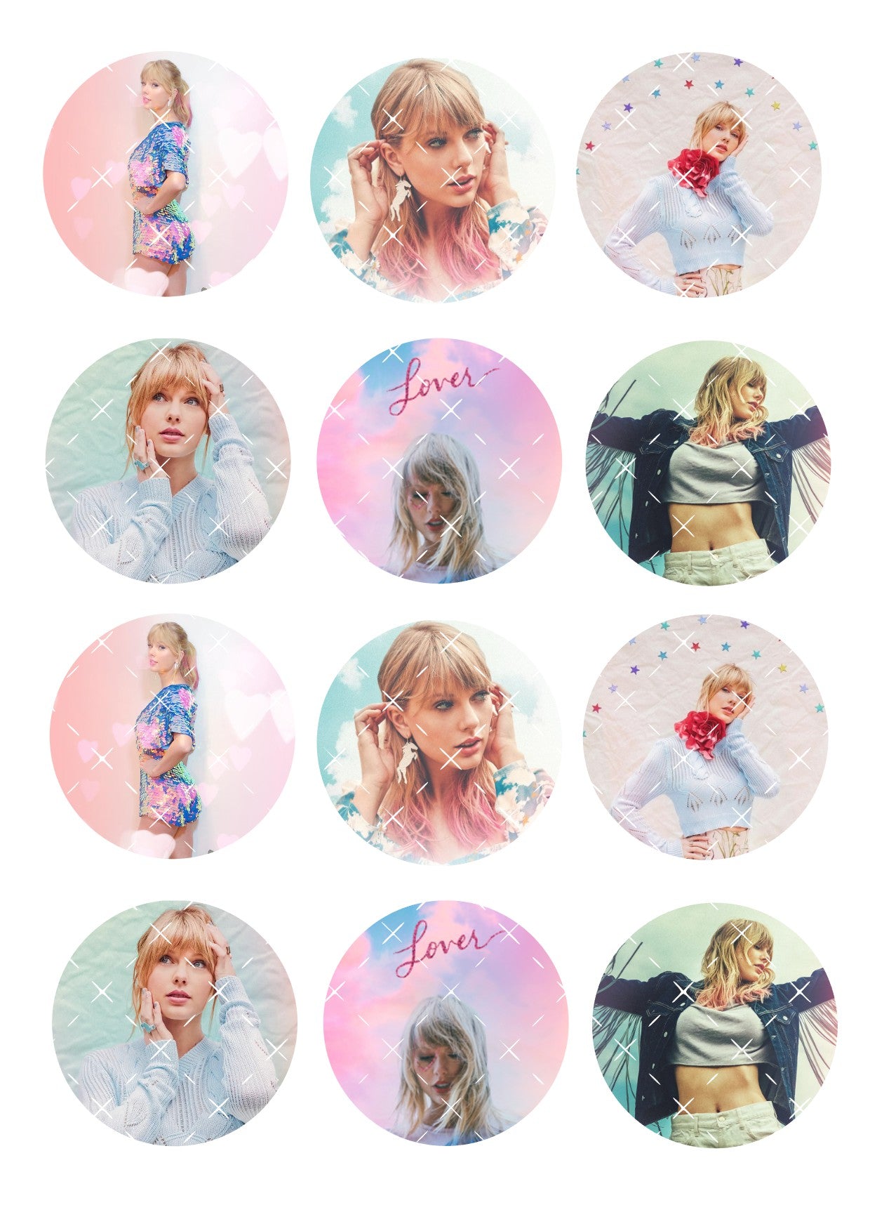 Taylor Swift Mixed Design Cupcake Toppers Icing Sheet