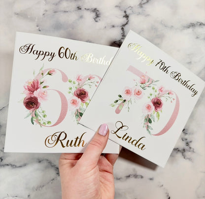 Floral Age Birthday Foil Card