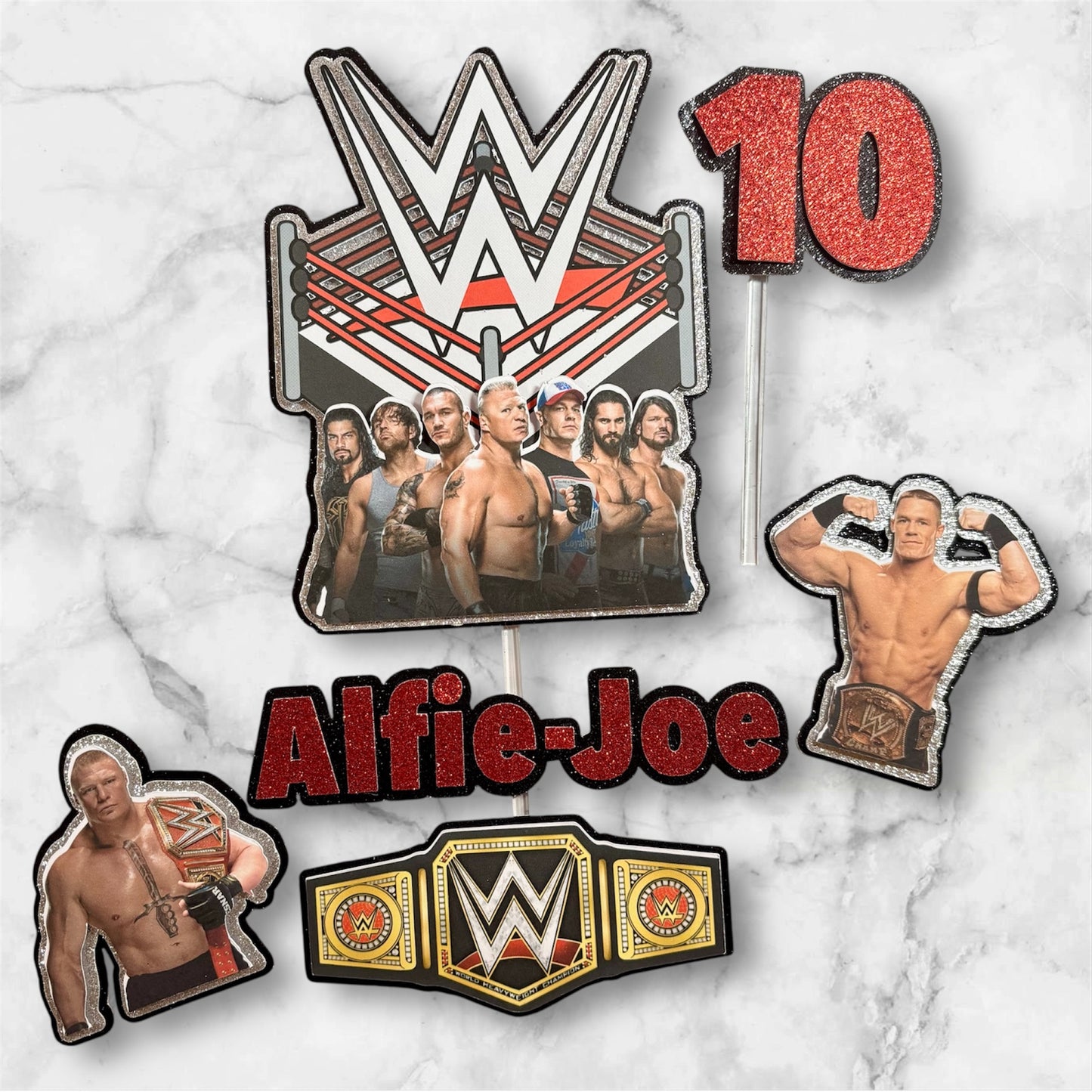Wrestling Card Cake Topper Set
