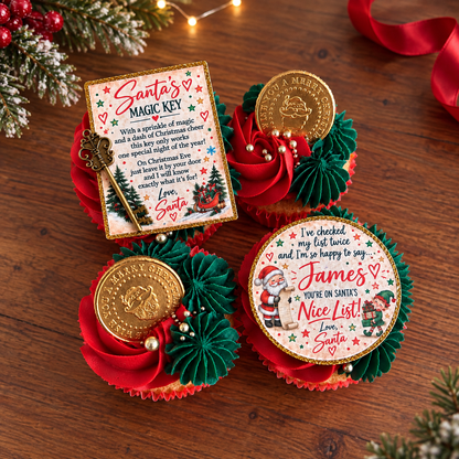 Santa’s Magic Key Set of 2 Card Cupcake Toppers