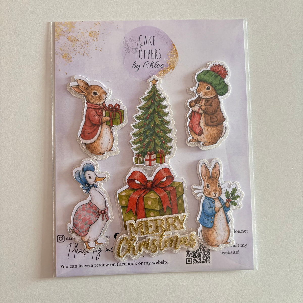 Christmas Rabbit Card Cupcake Toppers