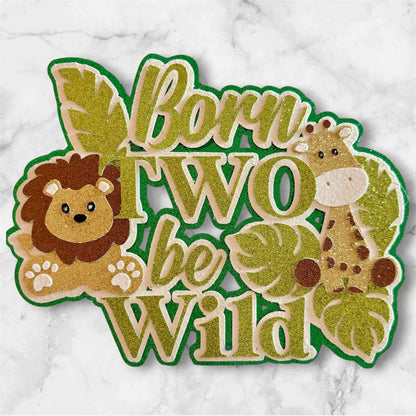 Two Wild Animal Card Cake Topper