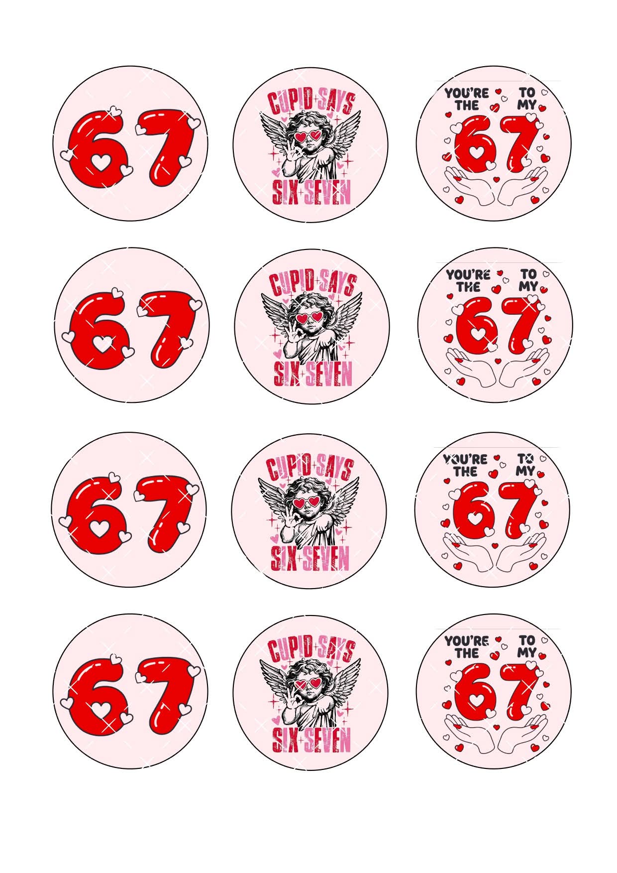 6 7 Valentines Icing Sheet Cupcake Toppers