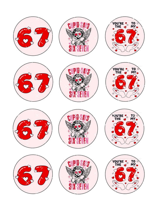 6 7 Valentines Icing Sheet Cupcake Toppers