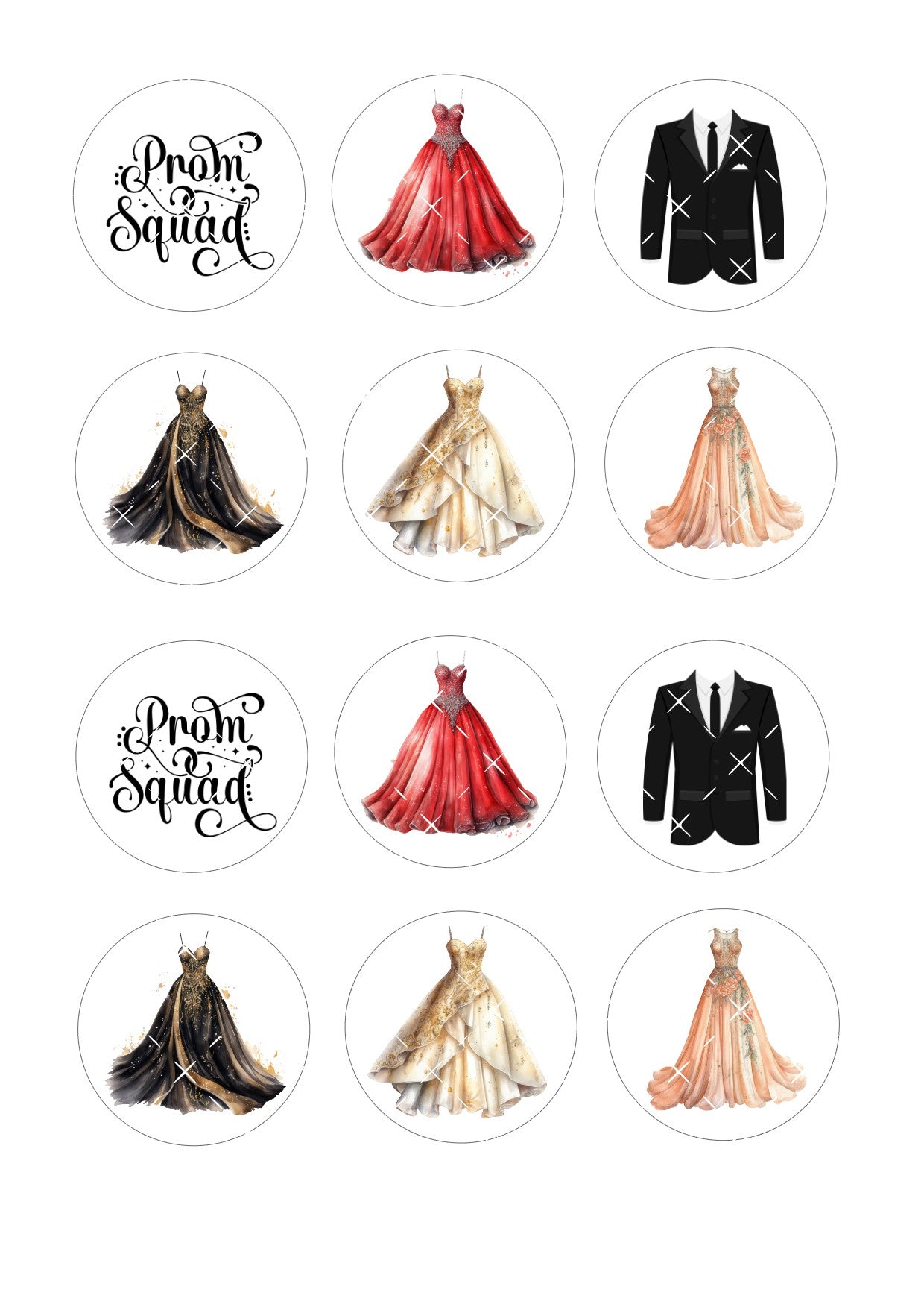 Prom Icing Sheet Cupcake Toppers