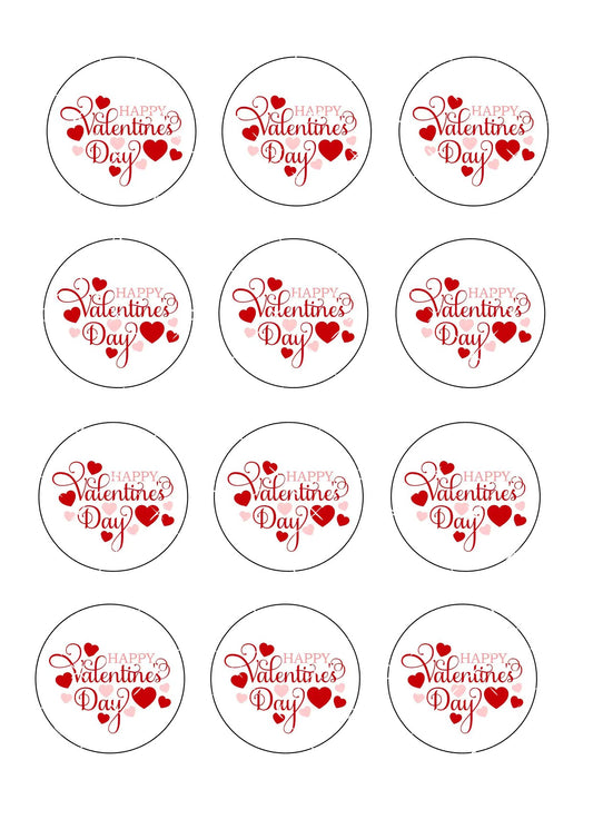 Happy Valentines Day #12 Icing Sheet Cupcake Toppers