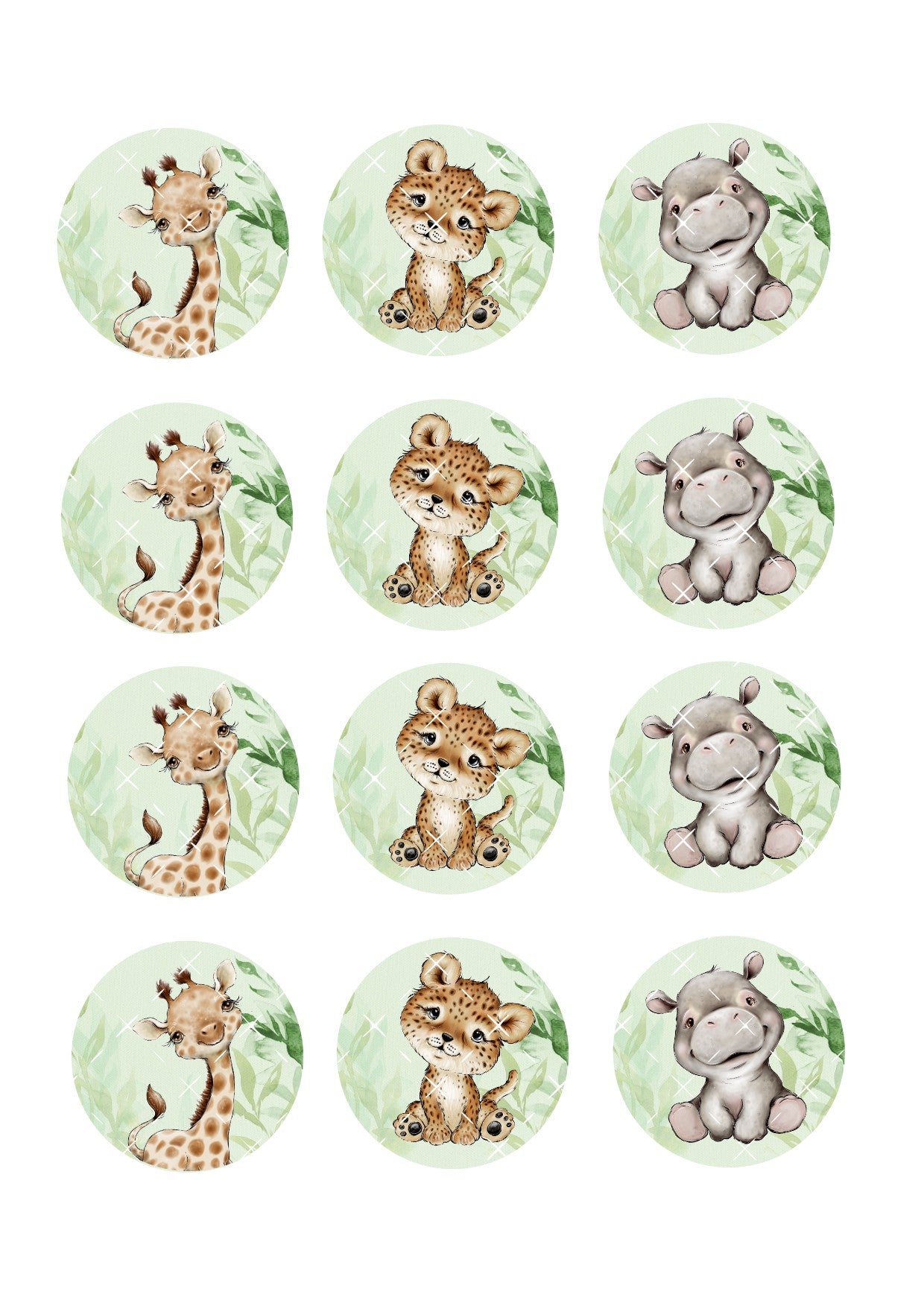 Animal #2 Icing Sheet Cupcake Toppers