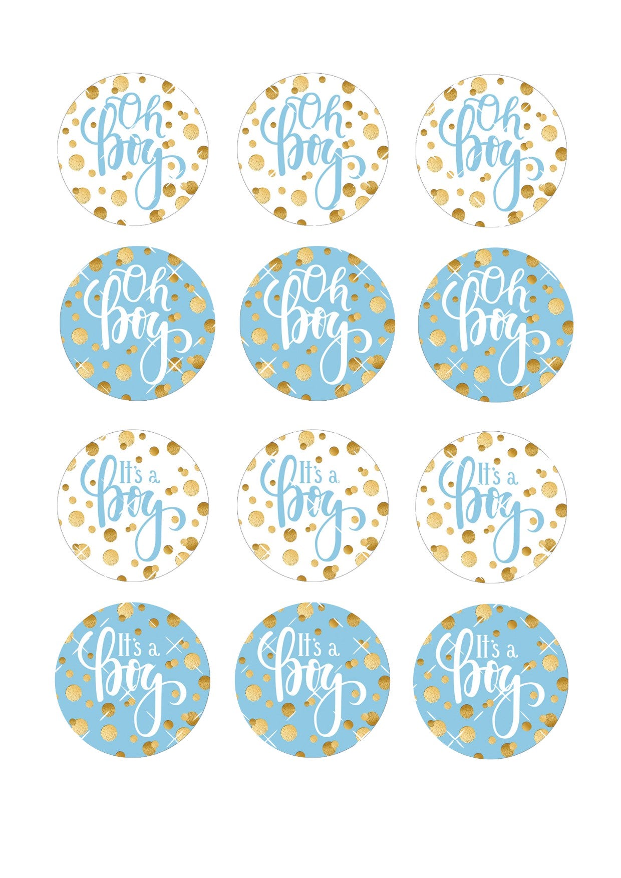 Baby Boy Icing Sheet Cupcake Toppers