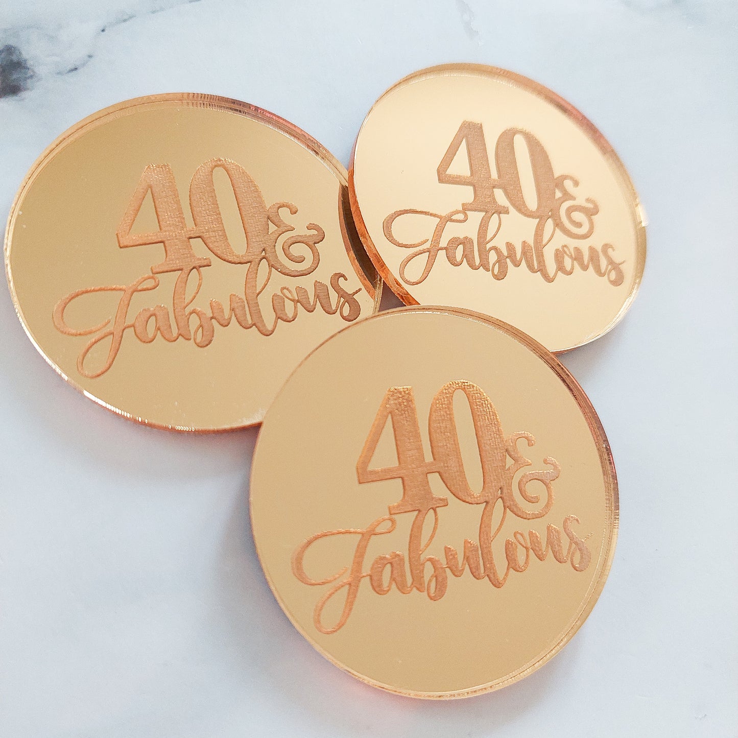 40 & Fabulous Gold Mirror Acrylic Cupcake Topper